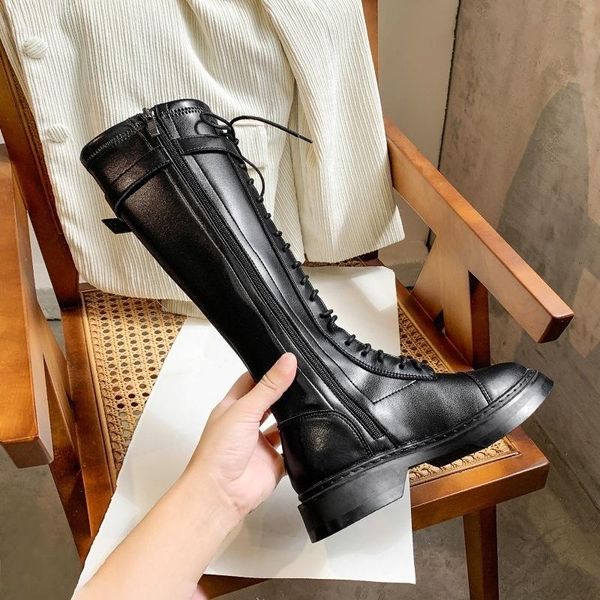 boots spring shoes solid color 2021 korean version high knight thick round head knee strap, Black
boots spring shoes solid color 2021 korean version high knight thick round head knee strap, Black