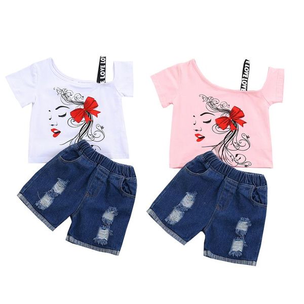 clothing sets 2 pieces kids suit set floral print round neck short sleeve pullover+ ripped denim shorts for girls, White
clothing sets 2 pieces kids suit set floral print round neck short sleeve pullover+ ripped denim shorts for girls, White