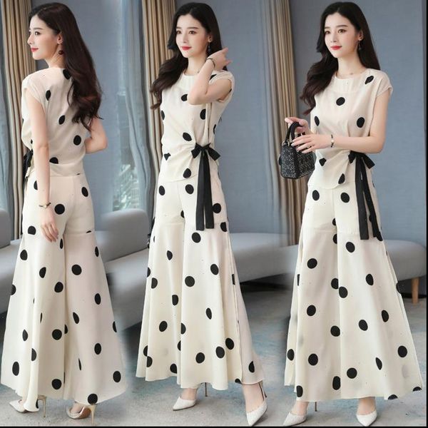 chiffon wide leg pants women dress skirt suit polka dot sport summer foreign fashion two piece clothing set, White
chiffon wide leg pants women dress skirt suit polka dot sport summer foreign fashion two piece clothing set, White
