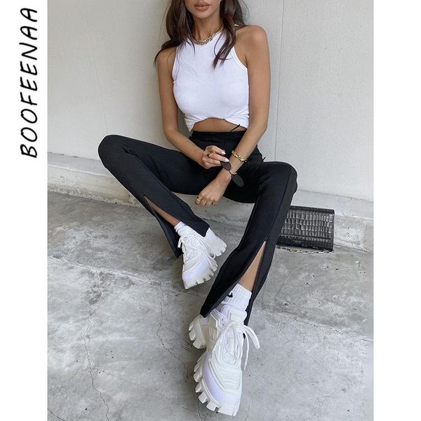 black zip front split flare pants women high waist stretch trousers fashion clothes for 2021 fall c76-ca27 women's & capris, Black;white
black zip front split flare pants women high waist stretch trousers fashion clothes for 2021 fall c76-ca27 women's & capris, Black;white