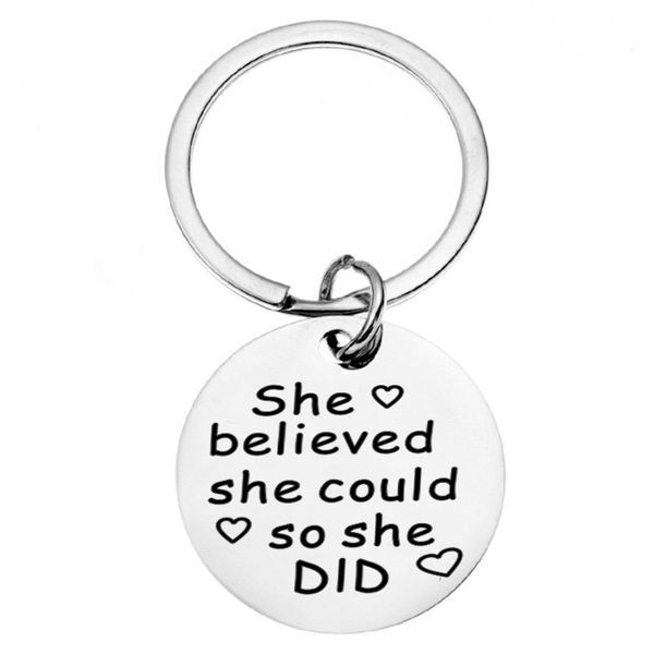 she believed she could stainless steel key ring keychains keychain keyring gifts for women jewelry, Slivery;golden
she believed she could stainless steel key ring keychains keychain keyring gifts for women jewelry, Slivery;golden