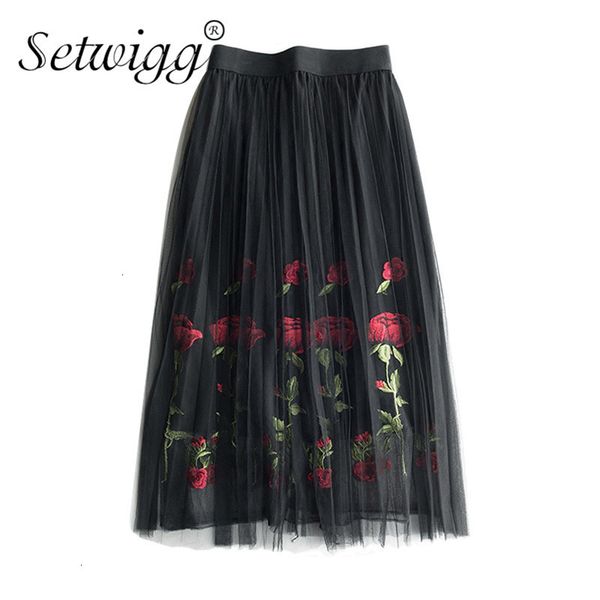 Skirts skirts Summer Embroidered Rose Long Tulle Pleated Women Elastic Waist Layered Mesh Perspective A-line Calf S 40GL, Black
Skirts skirts Summer Embroidered Rose Long Tulle Pleated Women Elastic Waist Layered Mesh Perspective A-line Calf S 40GL, Black