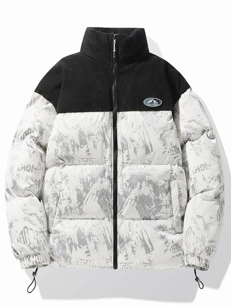 men colorblock mountain patched detail drawstring hem puffer coat y42o#, Black;brown
men colorblock mountain patched detail drawstring hem puffer coat y42o#, Black;brown