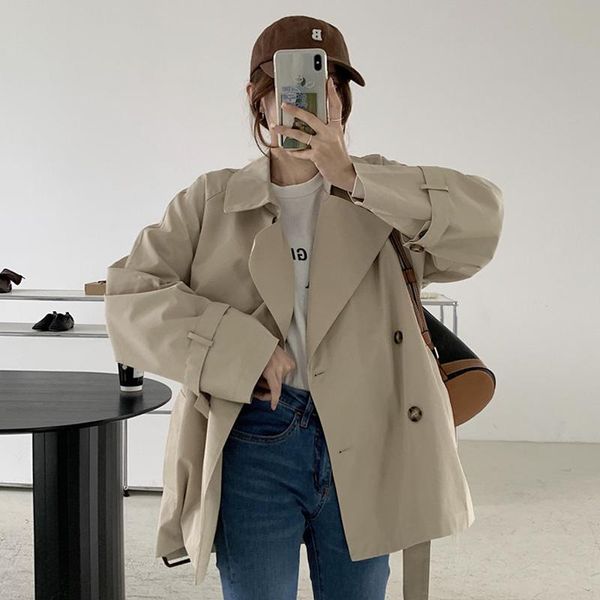 women's trench coats autumn winter 2021 style loose small work clothes windbreaker fashion coat women british, Tan;black
women's trench coats autumn winter 2021 style loose small work clothes windbreaker fashion coat women british, Tan;black