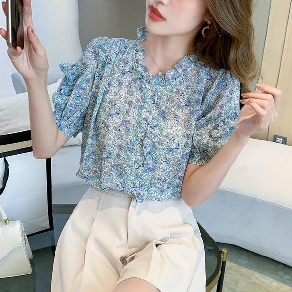 women's blouses & shirts retro v-neck small floral puff sleeve short-sleeved chiffon shirt 2021 summer thin design female niche blouse, White
women's blouses & shirts retro v-neck small floral puff sleeve short-sleeved chiffon shirt 2021 summer thin design female niche blouse, White