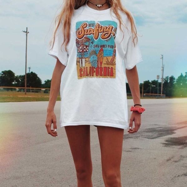 vacation beach t shirt summer white tee the surfing women's retro style t shirt casual oversized tee 210702
vacation beach t shirt summer white tee the surfing women's retro style t shirt casual oversized tee 210702