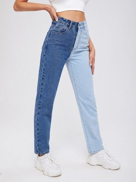 high waist straight jeans g2f2#, Blue