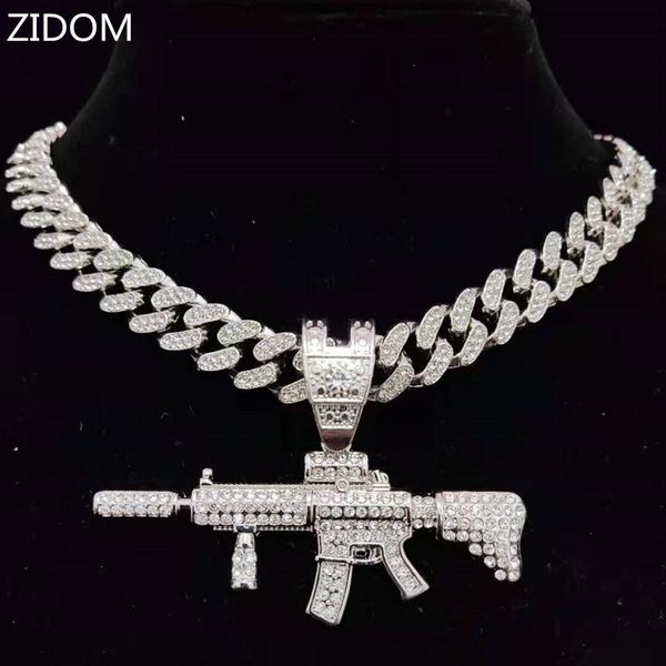 pendant necklaces men women hip hop iced out bling submachine gun necklace with 13mm miami cuban chain hiphop fashion jewelry, Silver
pendant necklaces men women hip hop iced out bling submachine gun necklace with 13mm miami cuban chain hiphop fashion jewelry, Silver