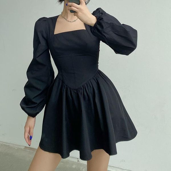 casual dresses women spring autumn slim fit a-line dress female solid color long puff sleeves square collar short for party, Black;gray
casual dresses women spring autumn slim fit a-line dress female solid color long puff sleeves square collar short for party, Black;gray
