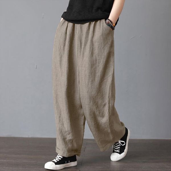 full wide leg womens pants elastic waist cotton linen solid pocket lady casual plus size 5xl, Black;white
full wide leg womens pants elastic waist cotton linen solid pocket lady casual plus size 5xl, Black;white