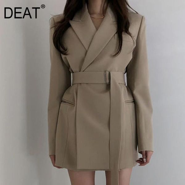 women's suits & blazers deat 2021 spring casual long suit fashion women loose temperament solid color dark buckle blazer with belt tc78, White;black
women's suits & blazers deat 2021 spring casual long suit fashion women loose temperament solid color dark buckle blazer with belt tc78, White;black