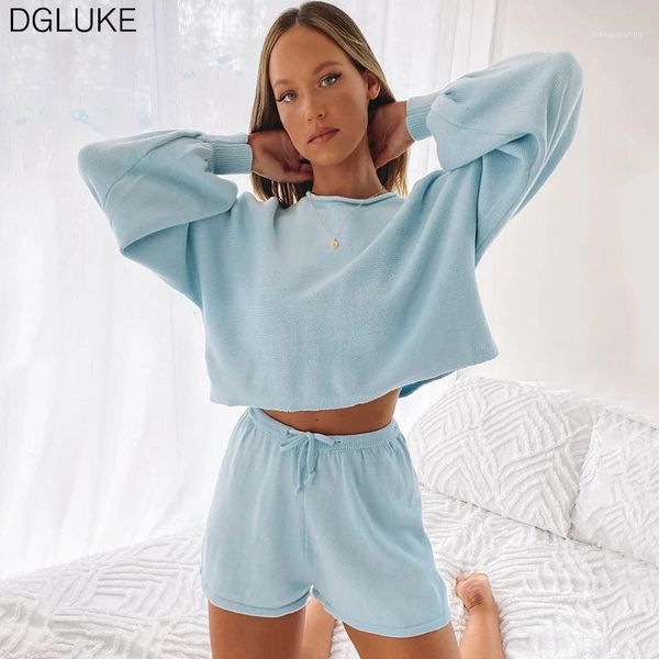 women's tracksuits dgluke summer autumn knitted two piece set women fashion long lantern sleeve crop and shorts solid casual loose outf, Gray
women's tracksuits dgluke summer autumn knitted two piece set women fashion long lantern sleeve crop and shorts solid casual loose outf, Gray