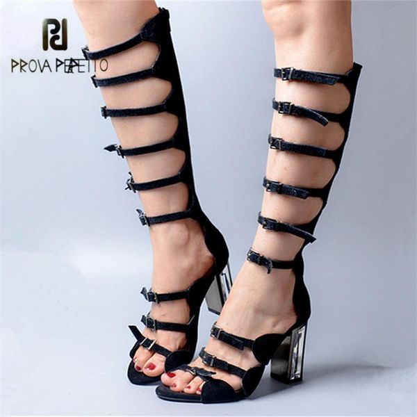 prova perfetto suede buckle straps women gladiator sandals hollow out high heel summer boots transparent knee, Black
prova perfetto suede buckle straps women gladiator sandals hollow out high heel summer boots transparent knee, Black