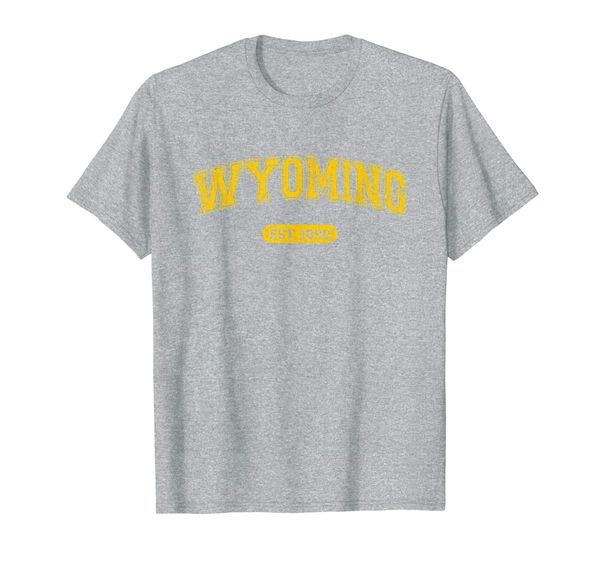 retro school-style wyoming 1890 t-shirt, White;black