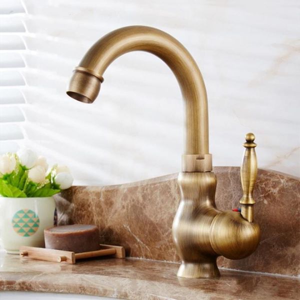 

bathroom sink faucets antique brass bathoom kitchen faucet swivel spout single handles lavatory mixer taps deck mounted and cold tap