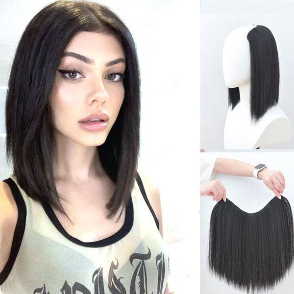 synthetic wigs natural clips in hair for women invisible u-type halo fake false 18+ mumupi, Black
synthetic wigs natural clips in hair for women invisible u-type halo fake false 18+ mumupi, Black