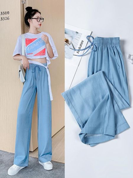 women's jeans denim wide-leg pants summer thin 2021 light color high waist drooping loose ice silk straight-leg woman, Blue
women's jeans denim wide-leg pants summer thin 2021 light color high waist drooping loose ice silk straight-leg woman, Blue