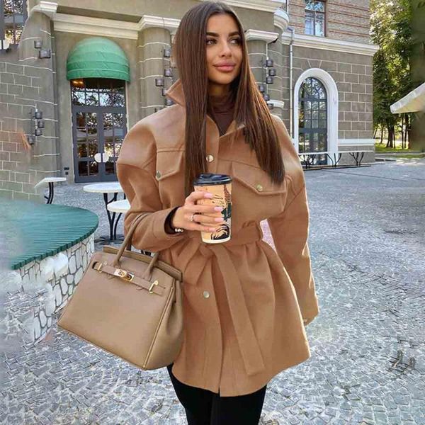 women's wool & blends women coat long sleeve turn-down collar jacket sashes pockets loose shirt outwear winter warm casual streetwear, Black
women's wool & blends women coat long sleeve turn-down collar jacket sashes pockets loose shirt outwear winter warm casual streetwear, Black