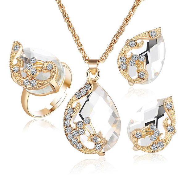 earrings & necklace qcooljly bridal jewelry sets gold color water drop rings pendant wedding set for women accessories, Silver
earrings & necklace qcooljly bridal jewelry sets gold color water drop rings pendant wedding set for women accessories, Silver
