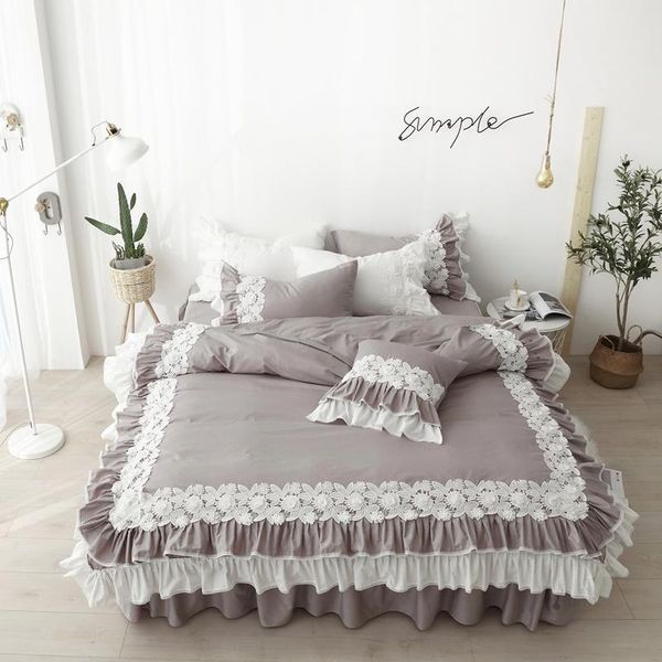 pure cotton lace bedding sets gray japanese duvet cover luxury bed linen princess skirt twin king wedding bedclothes
pure cotton lace bedding sets gray japanese duvet cover luxury bed linen princess skirt twin king wedding bedclothes