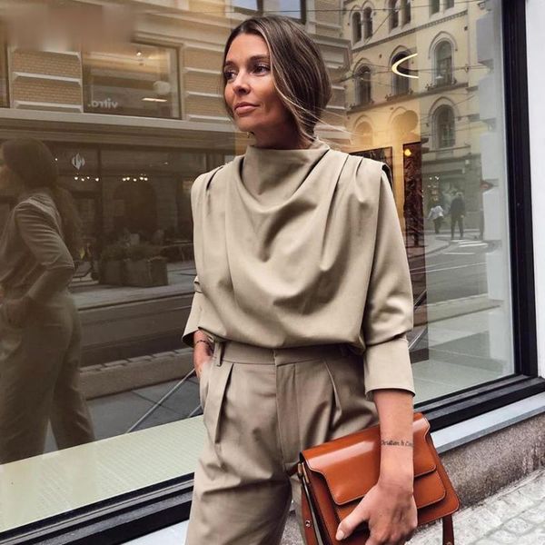 women's blouses & shirts draped collar womens and elegant long sleeve solid office blouse ladies shirt casual female streetwear, White
women's blouses & shirts draped collar womens and elegant long sleeve solid office blouse ladies shirt casual female streetwear, White
