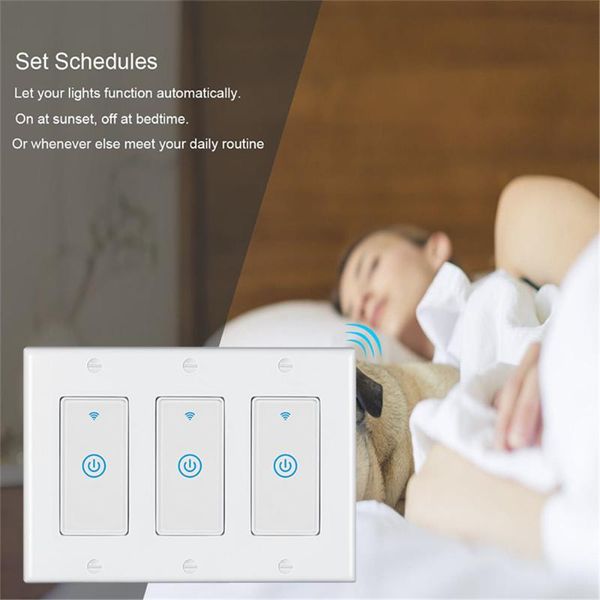 smart home control wifi remote three open switch 10a u.s. phone voice timing touch panel
smart home control wifi remote three open switch 10a u.s. phone voice timing touch panel