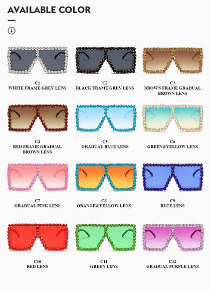 sunglasses fashion oversized square diamond women design big frame sun glasses female uv400 shades, White;black
sunglasses fashion oversized square diamond women design big frame sun glasses female uv400 shades, White;black