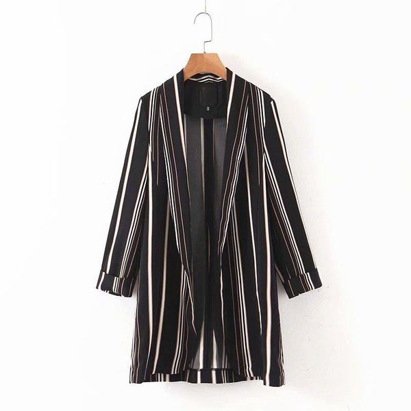 women's jackets woah 2021 xz55-2227 european and american fashion stripe suit collar coat, Black;brown
women's jackets woah 2021 xz55-2227 european and american fashion stripe suit collar coat, Black;brown
