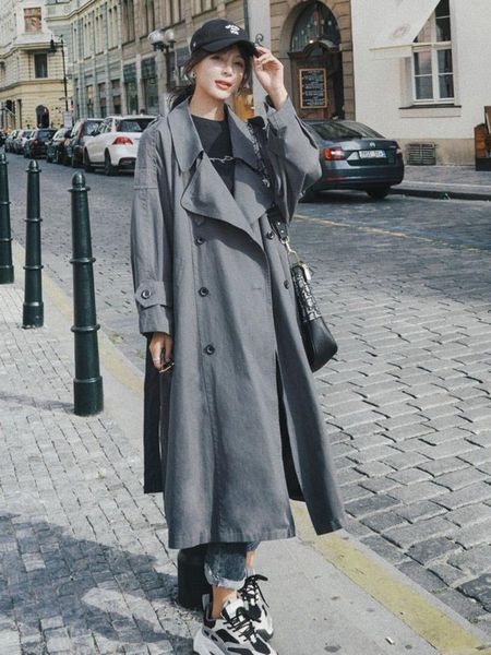 women's trench coats 2021 spring autumn windbreaker mid-length korean style overcoat loose gary double-breasted long coat female, Tan;black
women's trench coats 2021 spring autumn windbreaker mid-length korean style overcoat loose gary double-breasted long coat female, Tan;black