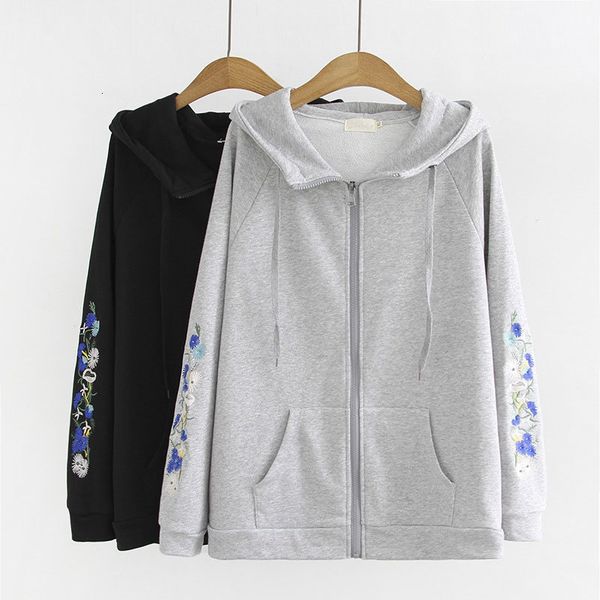 women's hoodies & sweatshirts coat floral embroidery hooded hoody casual long sleeve zipper woman jacket plus size 8ckz, Black
women's hoodies & sweatshirts coat floral embroidery hooded hoody casual long sleeve zipper woman jacket plus size 8ckz, Black