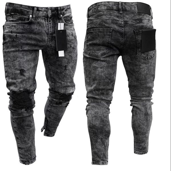 men's jeans shzq men's high -elastic skinny black ripped biker foot mouths zipper jogging casual pencil long pant, Blue
men's jeans shzq men's high -elastic skinny black ripped biker foot mouths zipper jogging casual pencil long pant, Blue