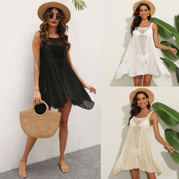 women's swimwear dress european and american skirt hand hook stitching irregular large swing vest beach blouse, White;black
women's swimwear dress european and american skirt hand hook stitching irregular large swing vest beach blouse, White;black