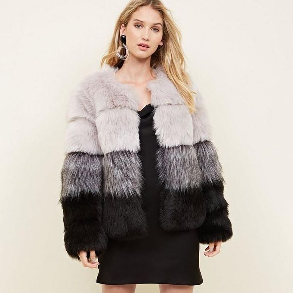 women's fur & faux malina fashion winter o neck coats women elegant patchwork jackets covered button straight ladies, Black
women's fur & faux malina fashion winter o neck coats women elegant patchwork jackets covered button straight ladies, Black