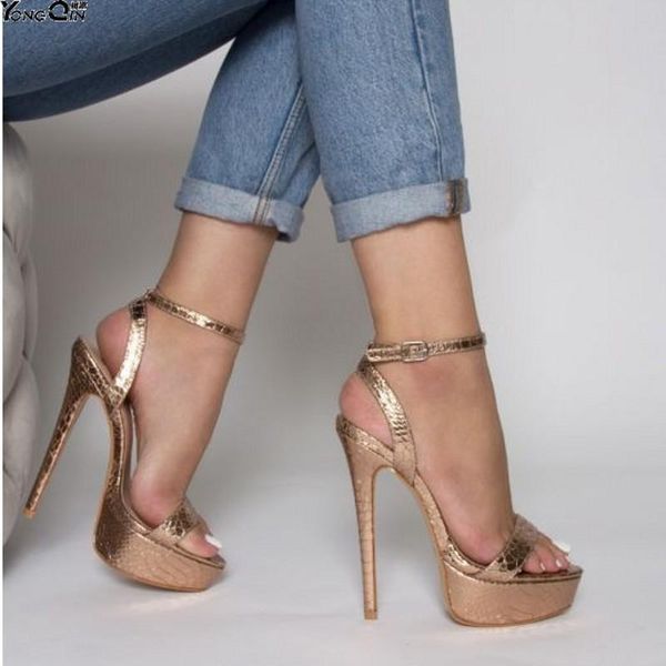 spring gold high heels women's sandals peep toe platform pumps shoes size 35-42, Black
spring gold high heels women's sandals peep toe platform pumps shoes size 35-42, Black