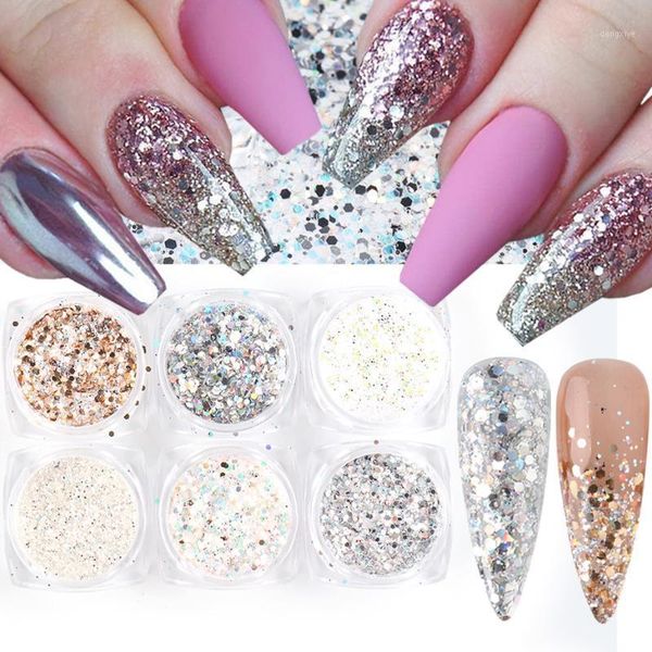 6pcs mermaid nail glitter powder holographic flakes dust sparkly sequins chrome pigment art decorations manicure tr1539-271, Silver;gold
6pcs mermaid nail glitter powder holographic flakes dust sparkly sequins chrome pigment art decorations manicure tr1539-271, Silver;gold
