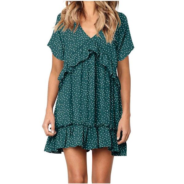 women's swimwear chiffon ruffle dress fashion casual loose v-neck short sleeve polka dot printed summer beach mini dresses sukienka, White;black
women's swimwear chiffon ruffle dress fashion casual loose v-neck short sleeve polka dot printed summer beach mini dresses sukienka, White;black
