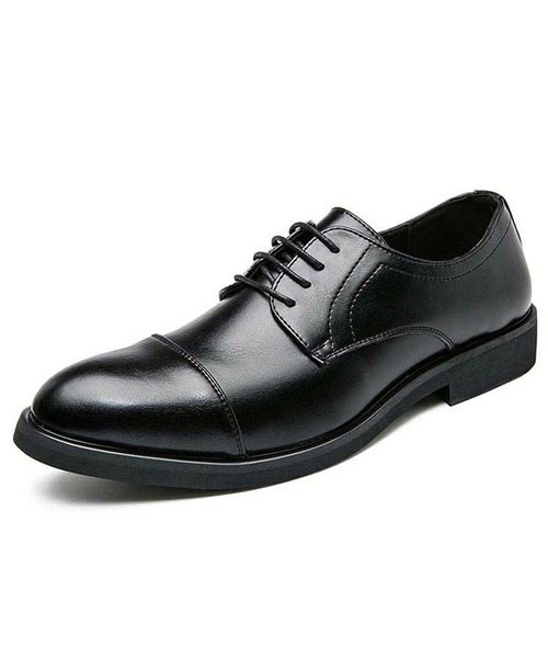 

Mens Handmade PU Black Pointed Toe Classic Retro Lace-up Fashion Trend High-quality Business Casual Oxford Shoes 5KE018