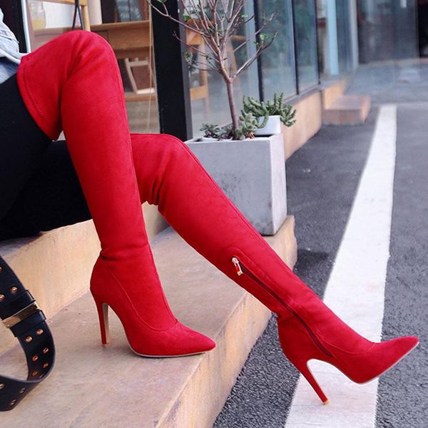 boots sgesvier winter women shoes over the knee pointed toe long tube flock fashion snow female all match elastic, Black
boots sgesvier winter women shoes over the knee pointed toe long tube flock fashion snow female all match elastic, Black