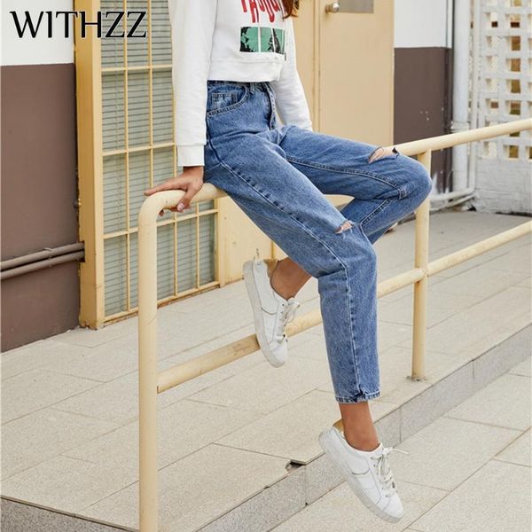 women's jeans withzz spring denim trousers fashion front hole ripped inelastic straight-through pants, Blue
women's jeans withzz spring denim trousers fashion front hole ripped inelastic straight-through pants, Blue