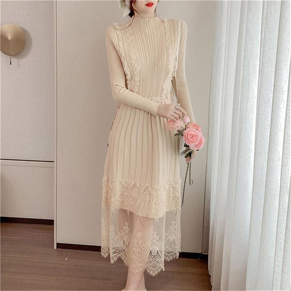 casual dresses 2021 autumn winter patchwork lace knit dress women fashion slim long sleeve sweet sheath sweater, Black;gray
casual dresses 2021 autumn winter patchwork lace knit dress women fashion slim long sleeve sweet sheath sweater, Black;gray