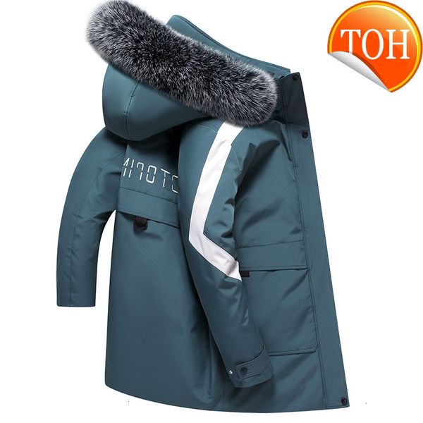 down duck winter jacket white men's solid casual long fur collar parkas windproof thicken warm male with hooden puffer coats, Black
down duck winter jacket white men's solid casual long fur collar parkas windproof thicken warm male with hooden puffer coats, Black