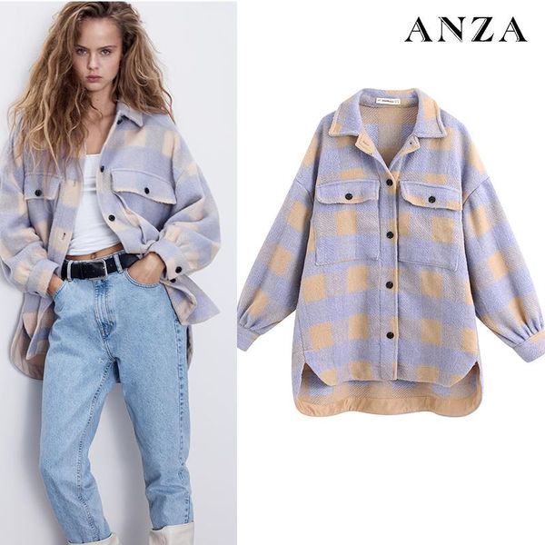 women's wool & blends 1:1 women summer tweed coat plaid printed long sleeve button purple oversize, Black
women's wool & blends 1:1 women summer tweed coat plaid printed long sleeve button purple oversize, Black