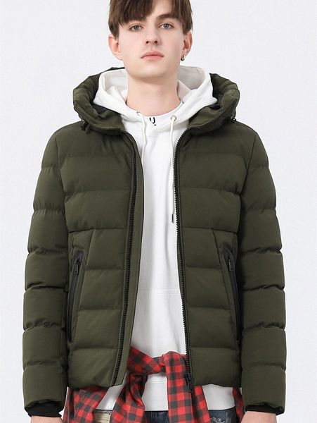 men drawstring hooded puffer coat e738#, Black;brown
men drawstring hooded puffer coat e738#, Black;brown