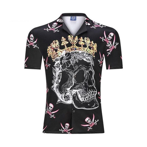 summer shirts print skulls crown men shirt brand black casual loose short sleeve camisa clothing men's, White;black
summer shirts print skulls crown men shirt brand black casual loose short sleeve camisa clothing men's, White;black