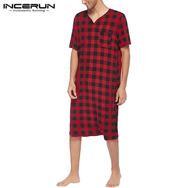 men plaid robes homewear v neck short sleeve nightgown comfortable leisure breathable sleepwear bathrobes s-5xl incerun men's, Black;brown
men plaid robes homewear v neck short sleeve nightgown comfortable leisure breathable sleepwear bathrobes s-5xl incerun men's, Black;brown