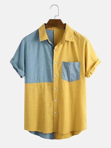 men's casual shirts camisas para hombre 2021 summer style stitching color matching pocket lapel loose short sleeves shirt, White;black
men's casual shirts camisas para hombre 2021 summer style stitching color matching pocket lapel loose short sleeves shirt, White;black