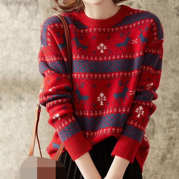 women's sweaters 2021 autumn and winter elk print round neck simple sweater women harajuku jumpers none cotton regular, White;black
women's sweaters 2021 autumn and winter elk print round neck simple sweater women harajuku jumpers none cotton regular, White;black