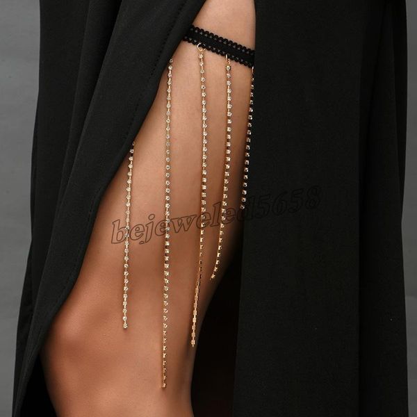 ladies fashion accessories gold color metal tassel leg chain for women body jewelry trendy bling rhinestone thigh chains party gift, Silver
ladies fashion accessories gold color metal tassel leg chain for women body jewelry trendy bling rhinestone thigh chains party gift, Silver