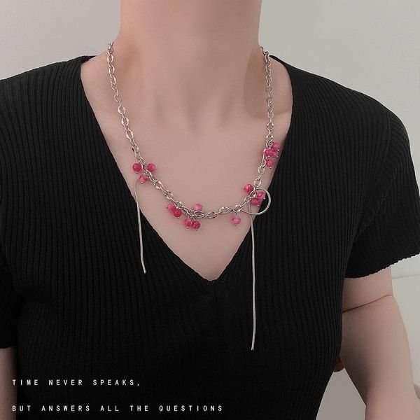 chains pink beaded necklace woman design necklaces women creative hip hop pendant punk clavicle chain silver color kpop metal kolczyki
chains pink beaded necklace woman design necklaces women creative hip hop pendant punk clavicle chain silver color kpop metal kolczyki