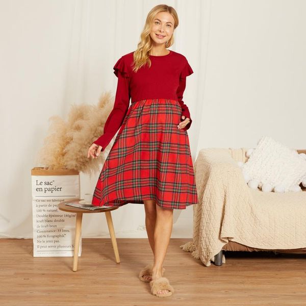 patpat 2021 arrivalmaternity round collar plaid full print red medium length tunic long-sleeve dress maternity dresses, White
patpat 2021 arrivalmaternity round collar plaid full print red medium length tunic long-sleeve dress maternity dresses, White